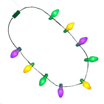 2 Inch Purple, Green, Gold LED Flashing Party Value Lights Necklace for Mardi Gras Beads