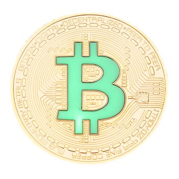 Collectors Item Silver Coated Bitcoin with Green Letter B No Value Replica Imitation Gold