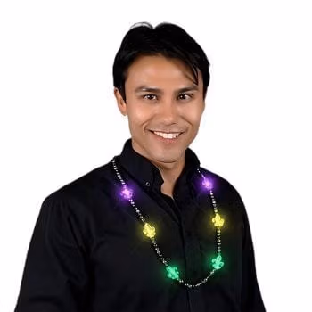 Flashing Fleur de Lis Charm Mardi Gras Beaded Necklace for Fat Tuesday All Products 3