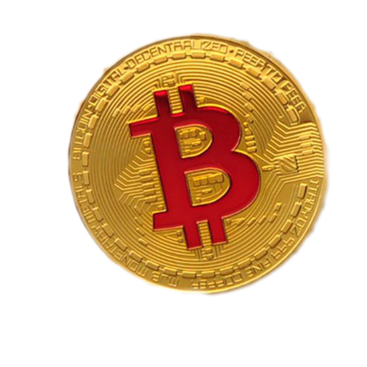 Gold Plated Bitcoin with Red Letter B Sign Non-currency Replica Art collection All Products