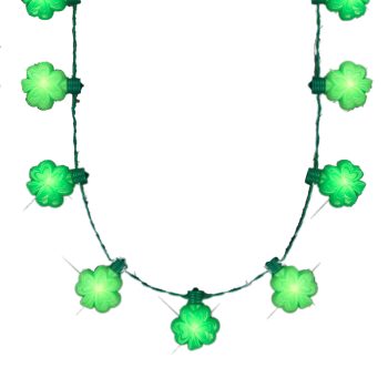 Light Up Flashing Huge Lucky Shamrocks Charms Necklace for St. Patrick’s Day Clubs, Concerts, Festivals, Disco