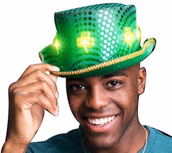 LED Green Clover Ultimate Sequin Plush Irish Top Hat with Shamrocks for St. Patrick’s Day All Products 3