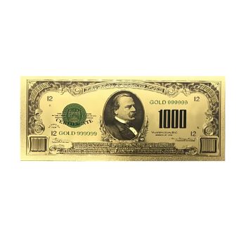 1000 Dollar American Bill 24k Gold Plated Fake Banknote Currency for Decoration 24K Gold and Silver Plated Replica Bills