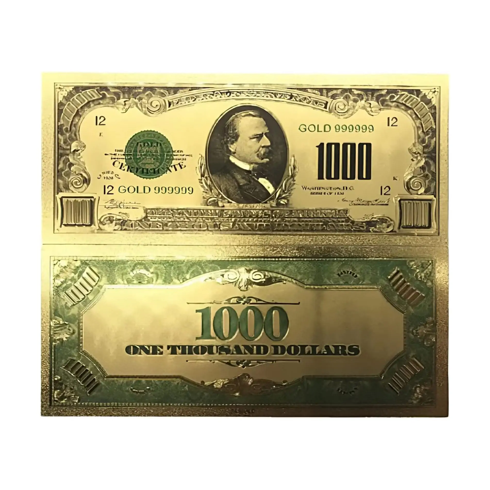 1000 Dollar American Bill 24k Gold Plated Fake Banknote Currency for Decoration 24K Gold and Silver Plated Replica Bills 6