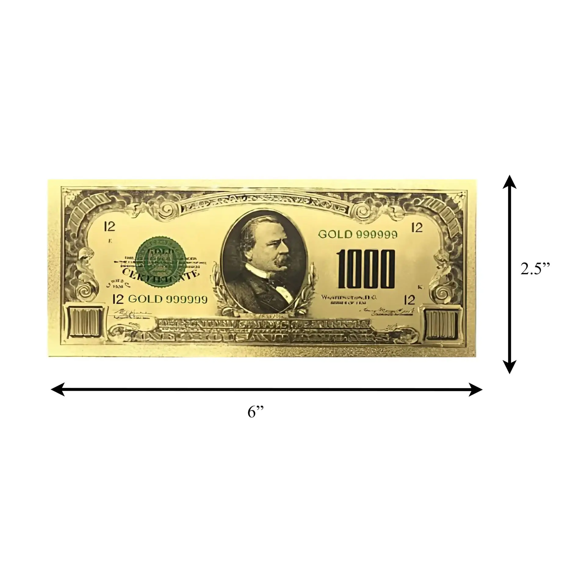 1000 Dollar American Bill 24k Gold Plated Fake Banknote Currency for Decoration 24K Gold and Silver Plated Replica Bills 4