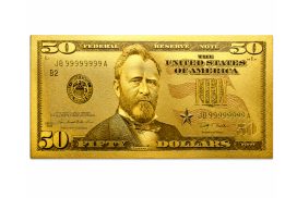 50 American Dollar Bill 24k Gold Art Collectibles Plated Fake Banknote Currency for Decoration 24K Gold and Silver Plated Replica Bills