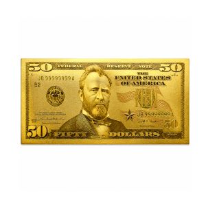 50 American Dollar Bill 24k Gold Art Collectibles Plated Fake Banknote Currency for Decoration 24K Gold and Silver Plated Replica Bills