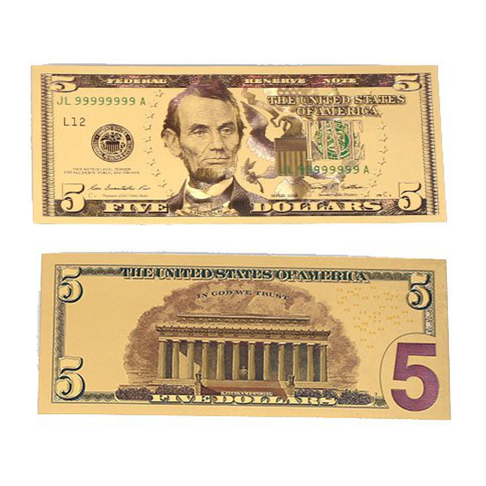 24k Gold Plated Fake Banknote Currency 1 $2 $5 $10 $20 $50 $100 Set of 7 24K Gold and Silver Plated Replica Bills 6