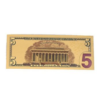 5 Dollar Commemorative Collectible Premium Replica Paper Money Bill 24k Gold Plated Fake Currency Banknote Art Holiday Decoration 24K Gold and Silver Plated Replica Bills
