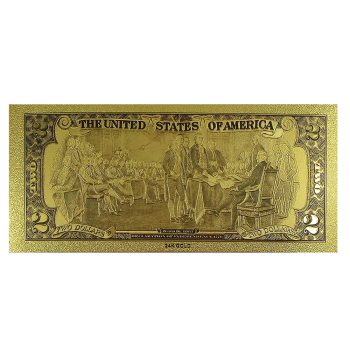 2 Dollar Commemorative Collectible Premium Replica Paper Money Bill 24k Gold Plated Fake Currency Banknote Art Holiday Decoration 24K Gold and Silver Plated Replica Bills