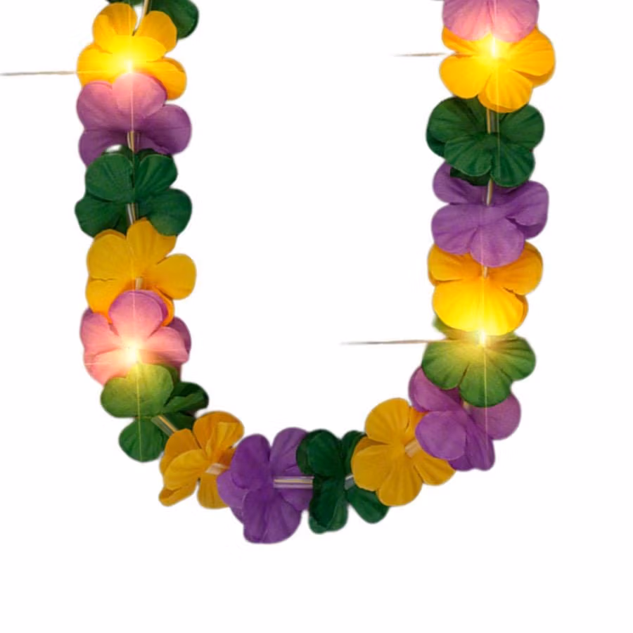 Light Up Hawaiian Flower Lei Necklace Mardi Gras All Products 4