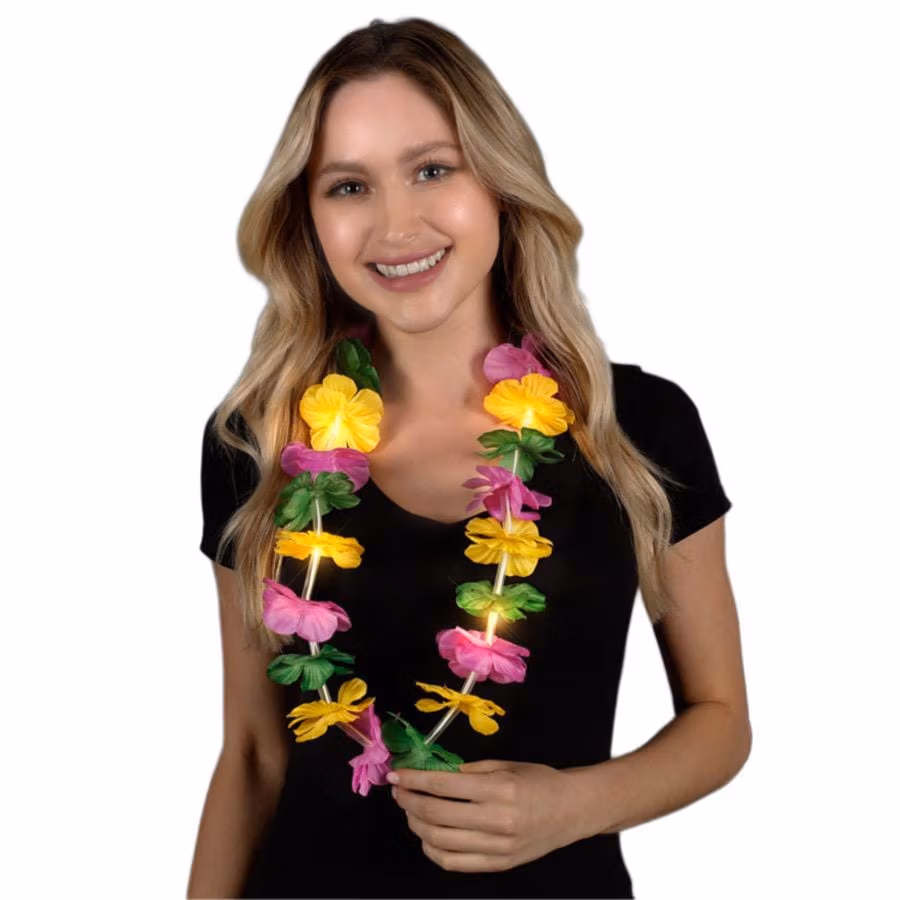 Light Up Hawaiian Flower Lei Necklace Mardi Gras All Products 3
