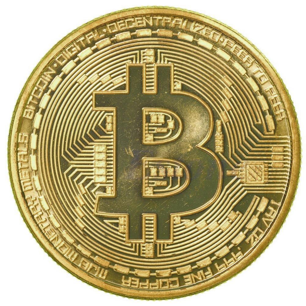 Gold Plated Collectible Bitcoin Coin Physical Art Collection Gift