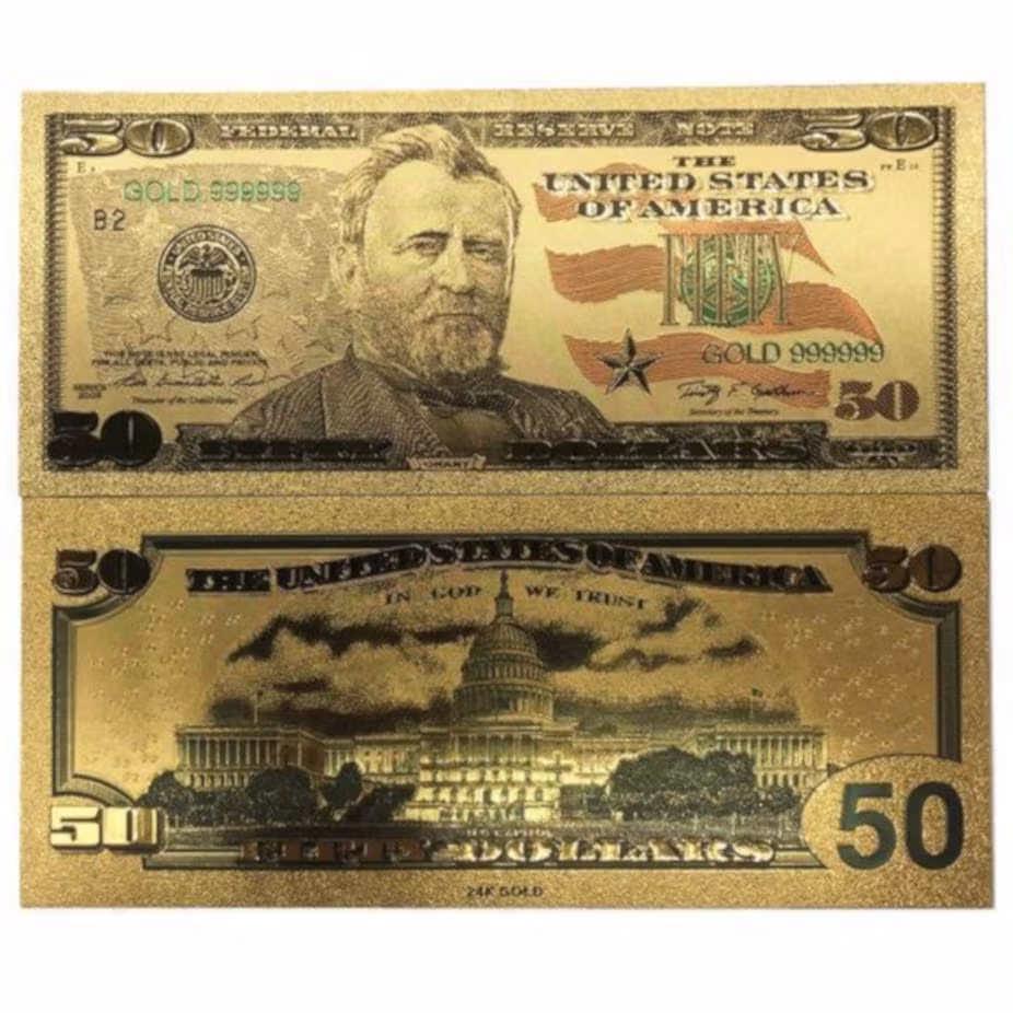 24k Gold Plated Fake Banknote Currency 1 $2 $5 $10 $20 $50 $100 Set of 7 24K Gold and Silver Plated Replica Bills 9