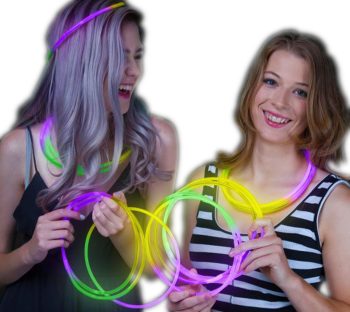 22 Inch Glow in the Dark Mardi Gras Necklace Green Purple Yellow 50 Pack All Products