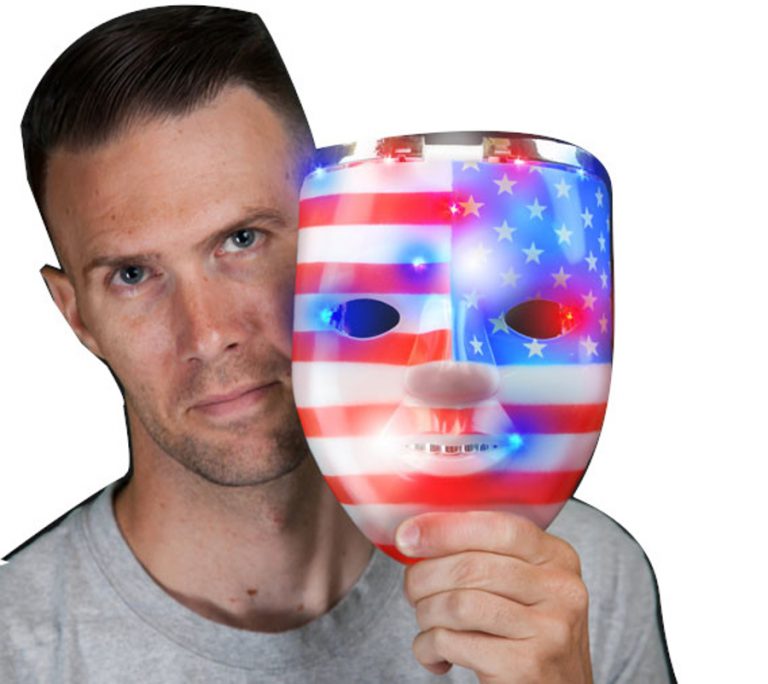 Light Up Classic American USA Flag Patriotic Skull Mask for 4th of July 4th of July
