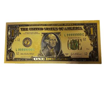 Premium Replica 1 Dollar Paper Money Bill 24k Gold Plated Fake Currency Banknote Art Commemorative Collectible Holiday Decoration 24K Gold and Silver Plated Replica Bills