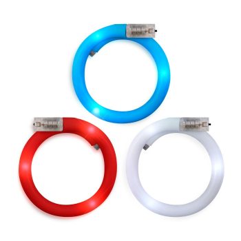 Adjustable Assorted Light Up Red White Blue Patriotic Tube Bracelets for 4th of July  Pack of 25 Colors