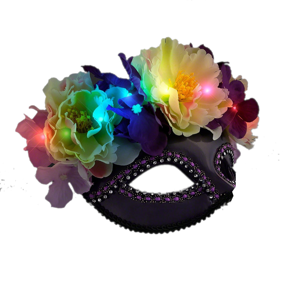 Colorful Light Up Flower Masquerade Mask for Mardi Gras All Products 3