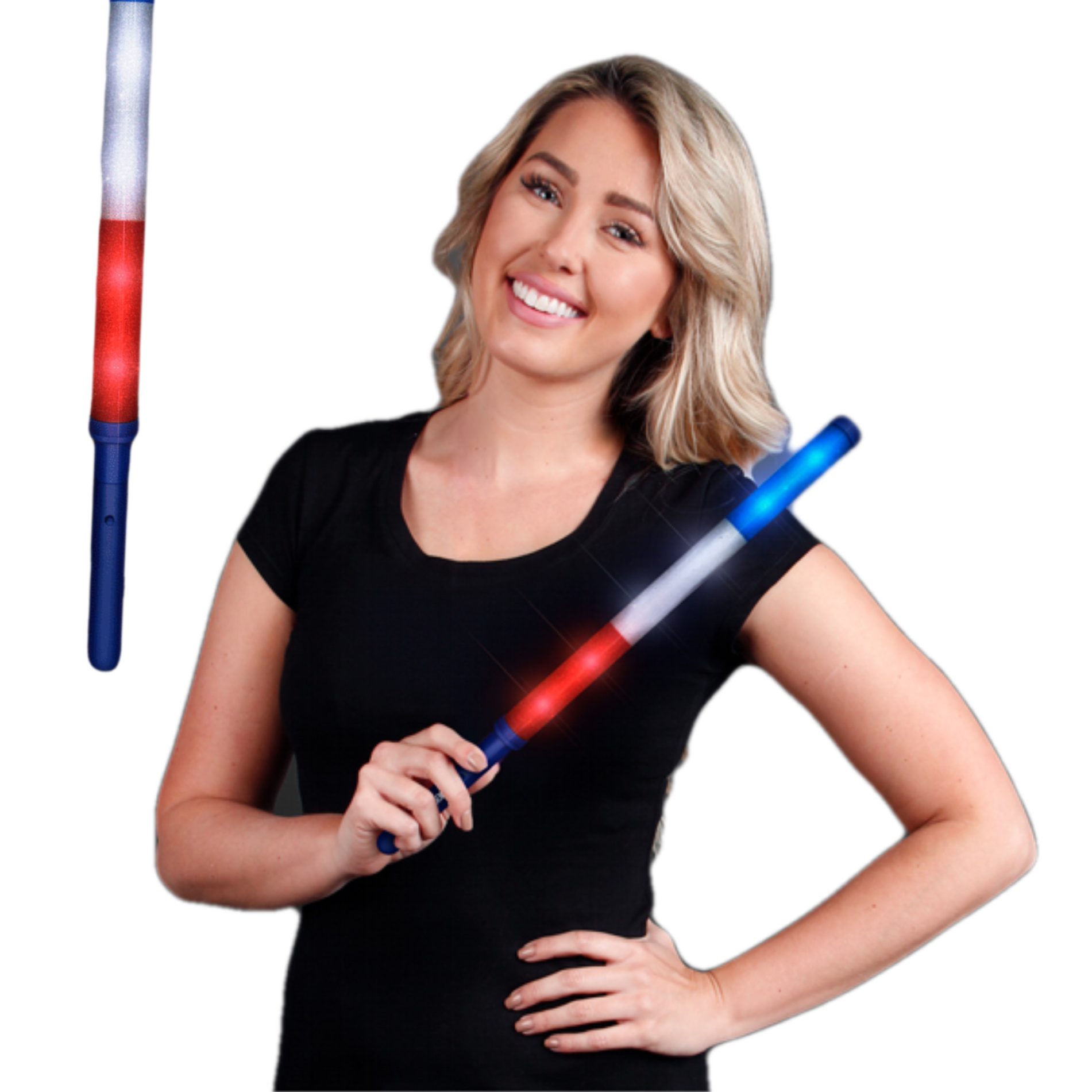 USA Independence Day Red White and Blue Flashing Stick Baton 4th of July 5
