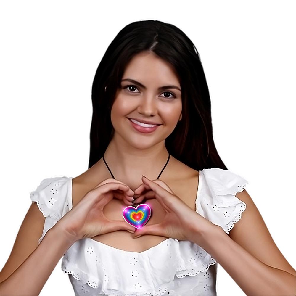 Flashing Retro Love Rainbow Heart Pendant Necklace All Products 6