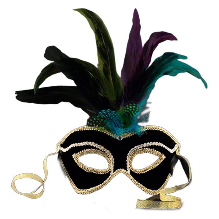 Velvet And Feather Unlit Carnival Mask | Best Glowing Party Supplies