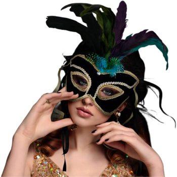 Velvet And Feather Unlit Carnival Mask All Products