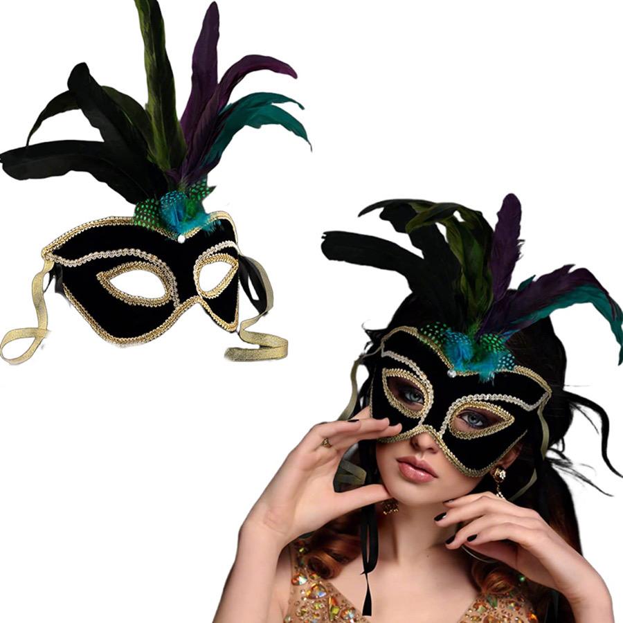 Velvet And Feather Unlit Carnival Mask All Products 5