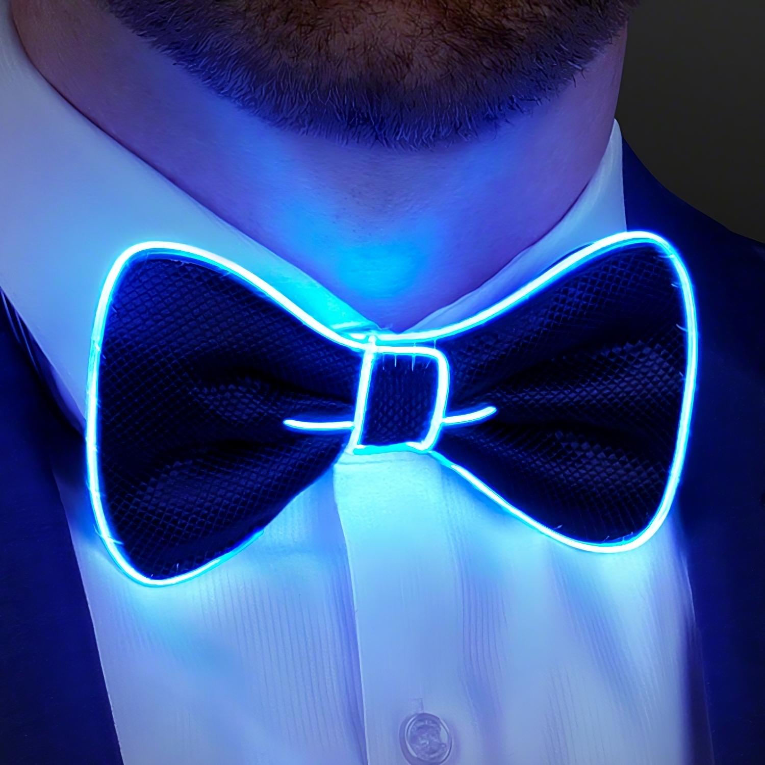 EL Wire Blue Bow Tie for Men Night Rave Parties 4th of July 4