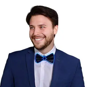 EL Wire Blue Bow Tie for Men Night Rave Parties 4th of July