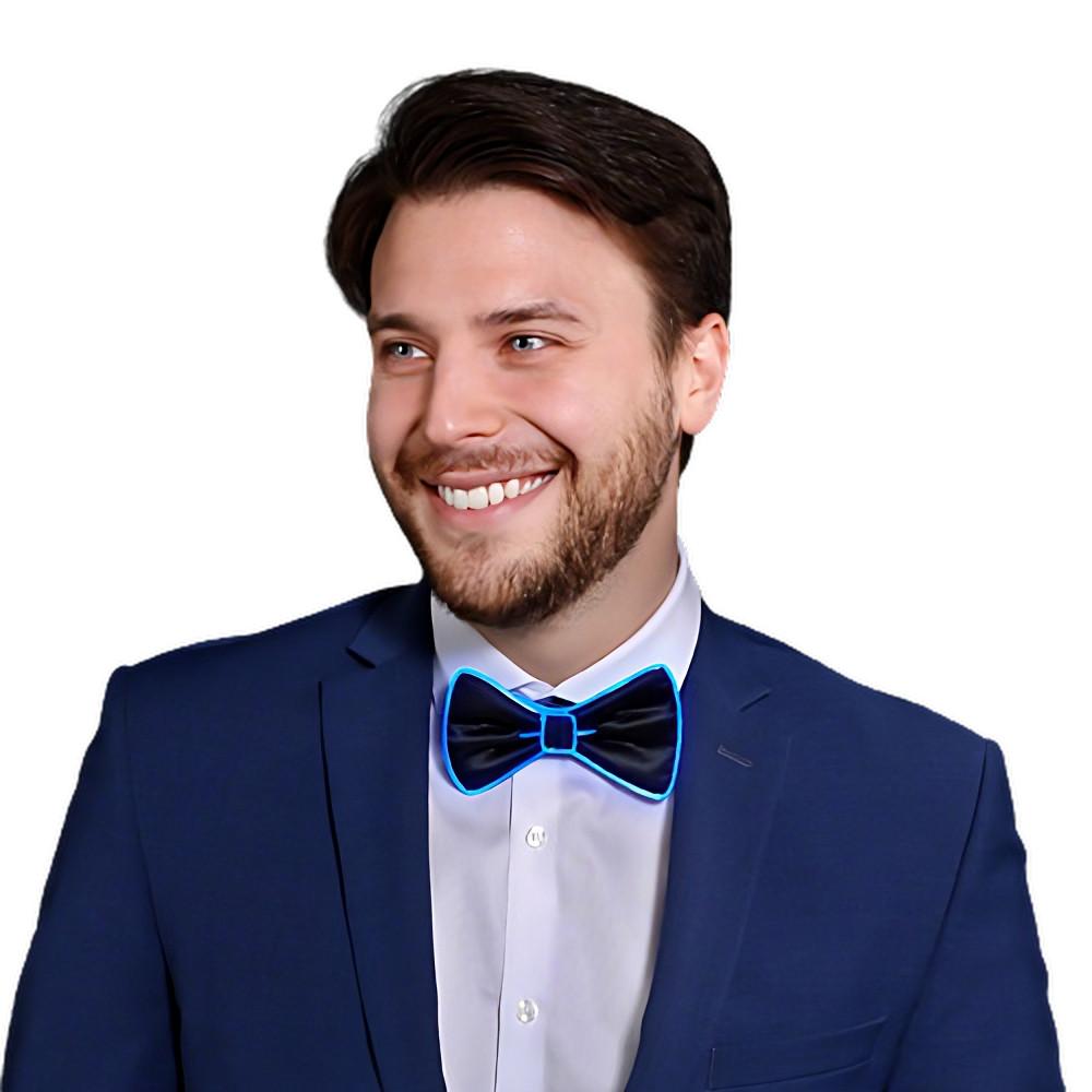 EL Wire Blue Bow Tie for Men Night Rave Parties 4th of July 5