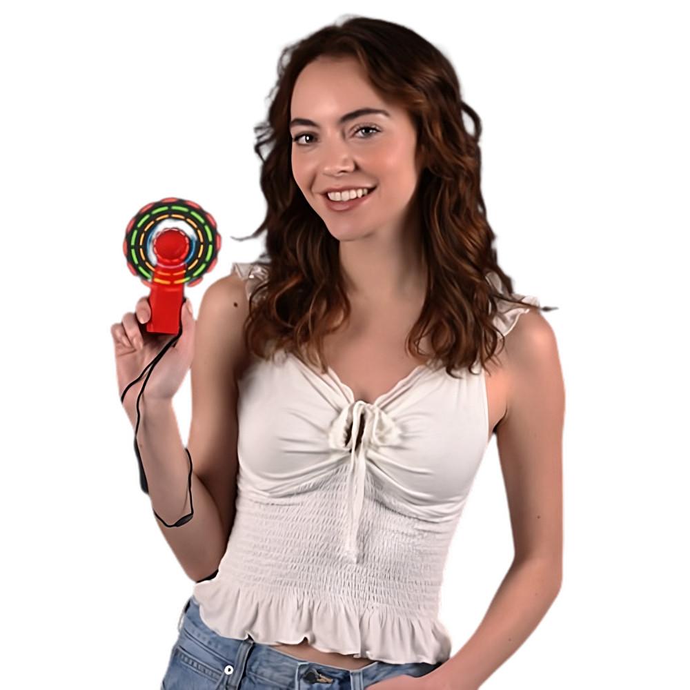 Portable Light Up Mini Cooling Fan with Red Handle 4th of July 4