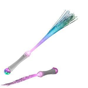 White Handle Fiber Optic Light Strobe Prism Multicolor Wand 4th of July