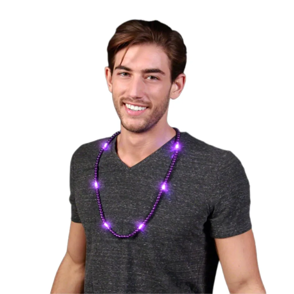 LED Necklace with Purple Metallic Beads for Mardi Gras All Products 3