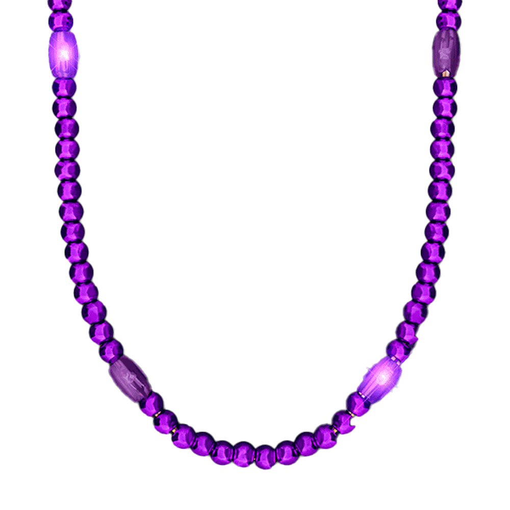 LED Necklace with Purple Metallic Beads for Mardi Gras All Products 4