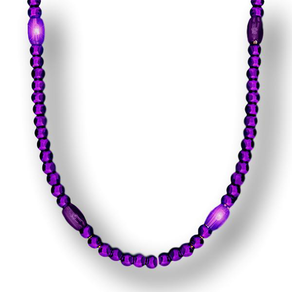 LED Necklace with Purple Metallic Beads for Mardi Gras All Products
