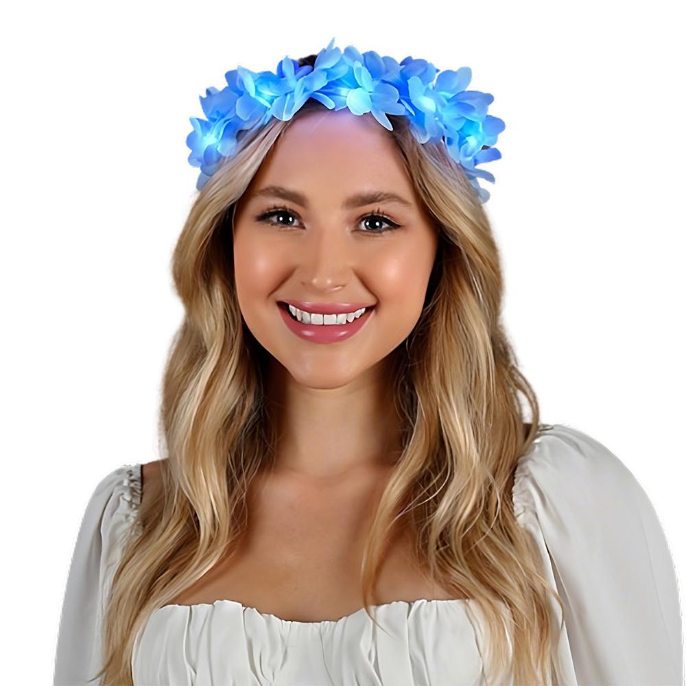 Light Up Flashing Blue Flower Angel Halo Crown Headband All Products 7