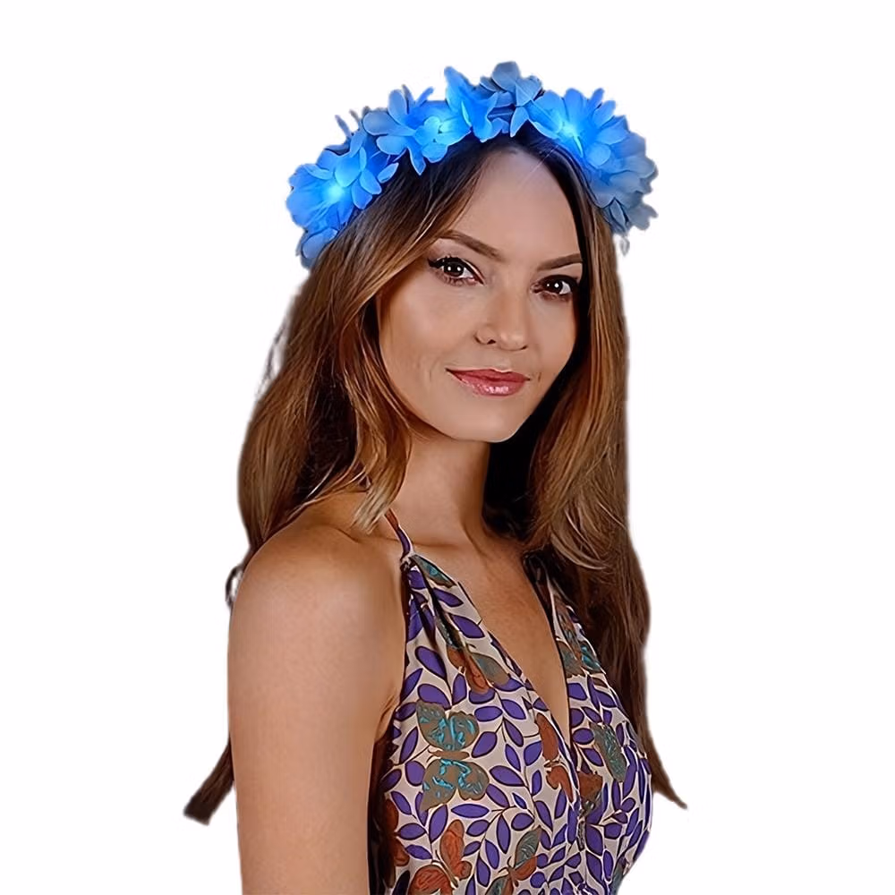 Light Up Flashing Blue Flower Angel Halo Crown Headband All Products 4
