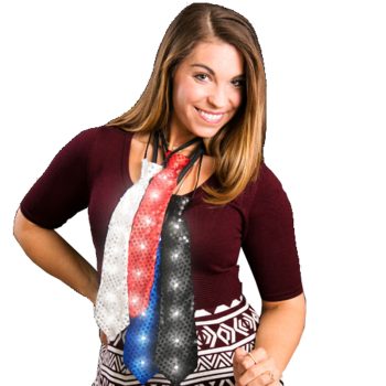 Flashing Sequin Zipper Easy On Neck Tie Pack of 12 4th of July