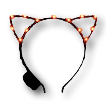 Orange LED Kitty Cat Ear Headband Clubs, Concerts, Festivals, Disco