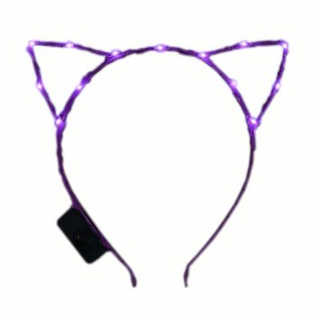 Purple LED Kitty Cat Ear Headband Clubs, Concerts, Festivals, Disco
