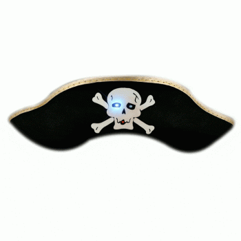 Premium Light Up Black Pirate Hat with Blinking Skull All Products