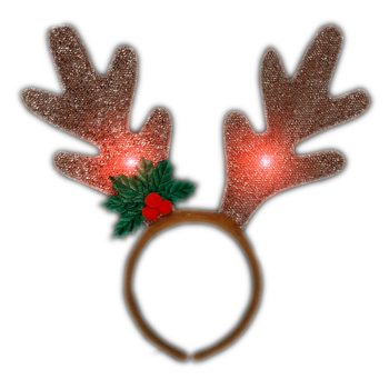 LED Golden Reindeer Antlers Light Up Headband Christmas Headwear and Antlers