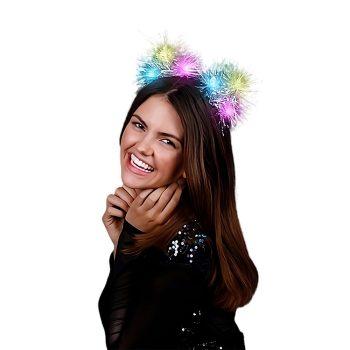 Light Up Tinsel Fluffy Cat Ears Headband All Products