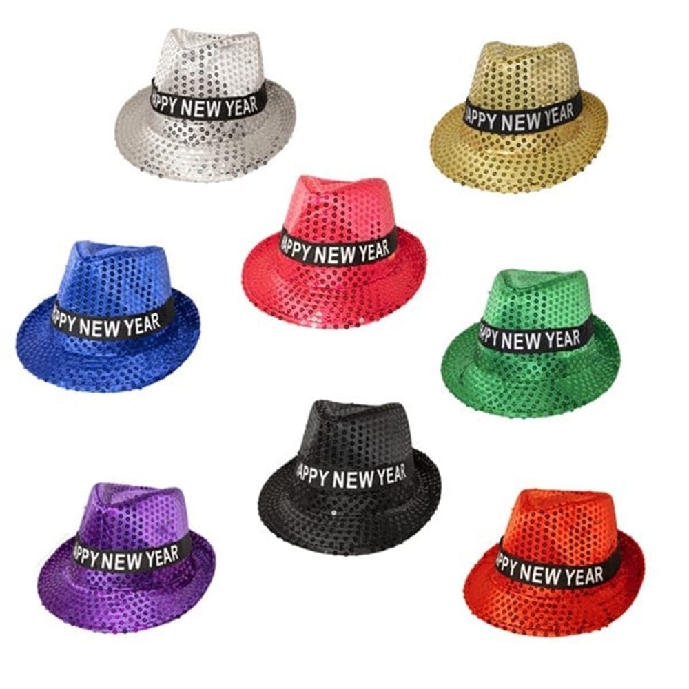 Light Up Happy New Year Sequin Fedoras Pack of 12 All Products 3
