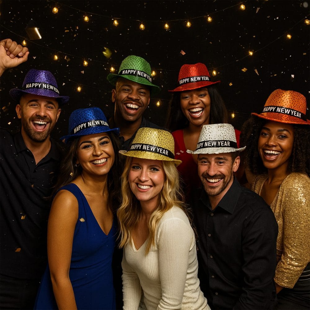 Light Up Happy New Year Sequin Fedoras Pack of 12 All Products 4
