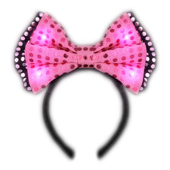 LED Pink Sequin Bow Tie Light Up Headband All Products