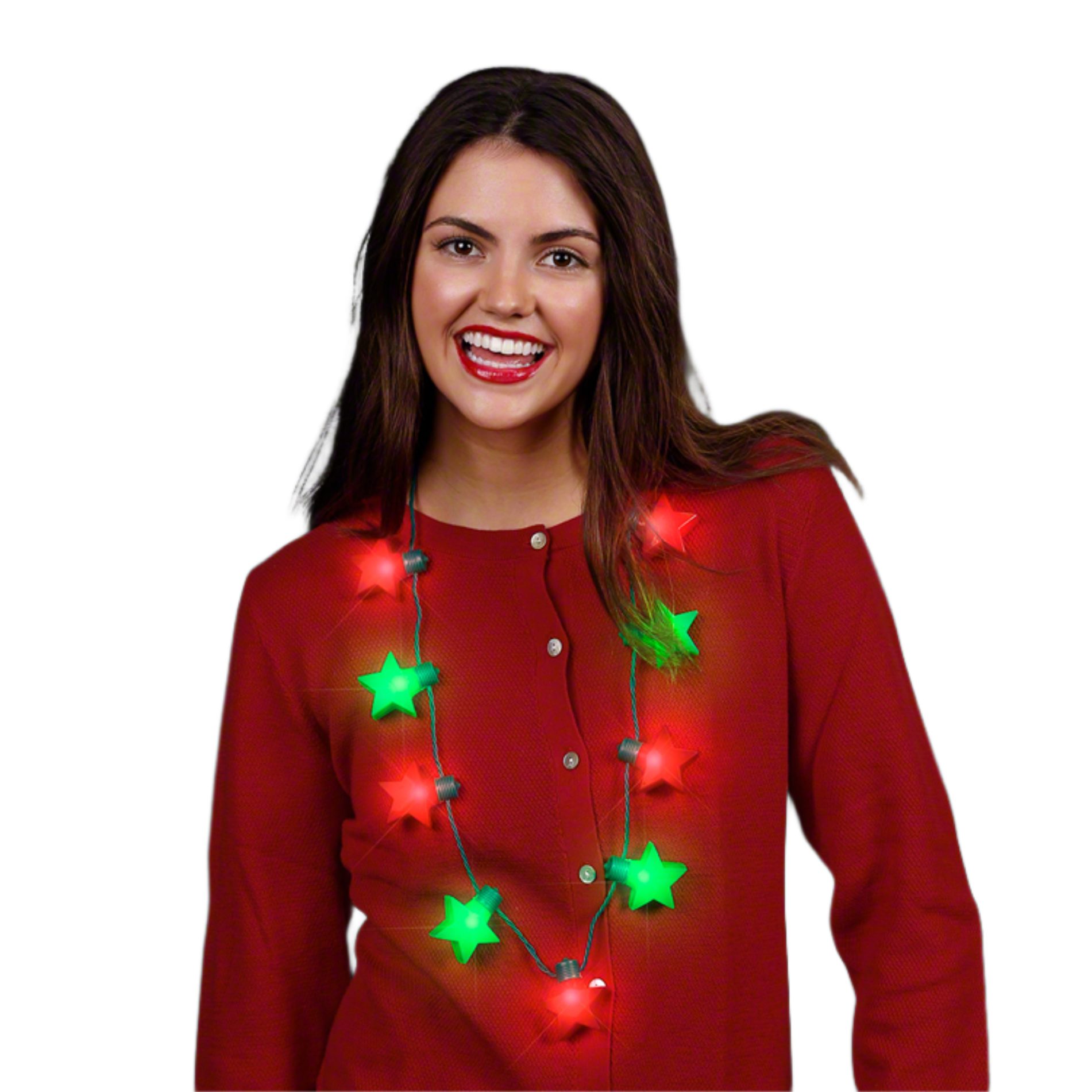 Christmas Stars Red Green LED String Lights Necklace All Products 5