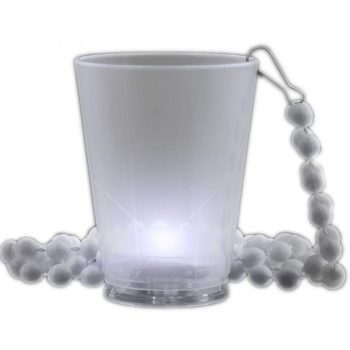 Light Up White Shot Glass on White Beaded Necklaces All Products