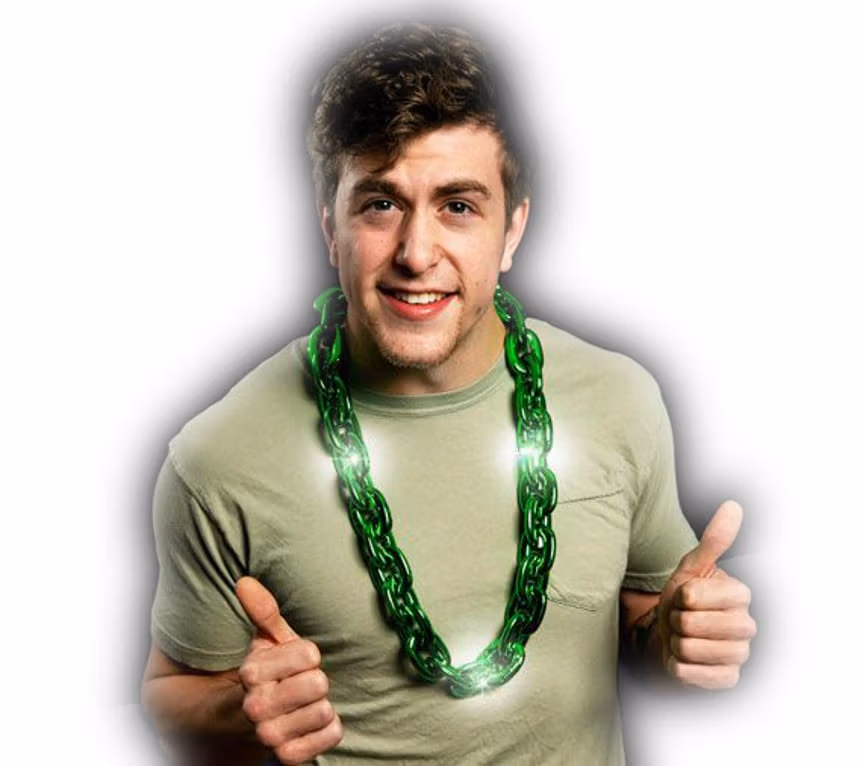 Light Up Mardi Gras Jumbo Chain Necklace Green Pack of 6 All Products 3